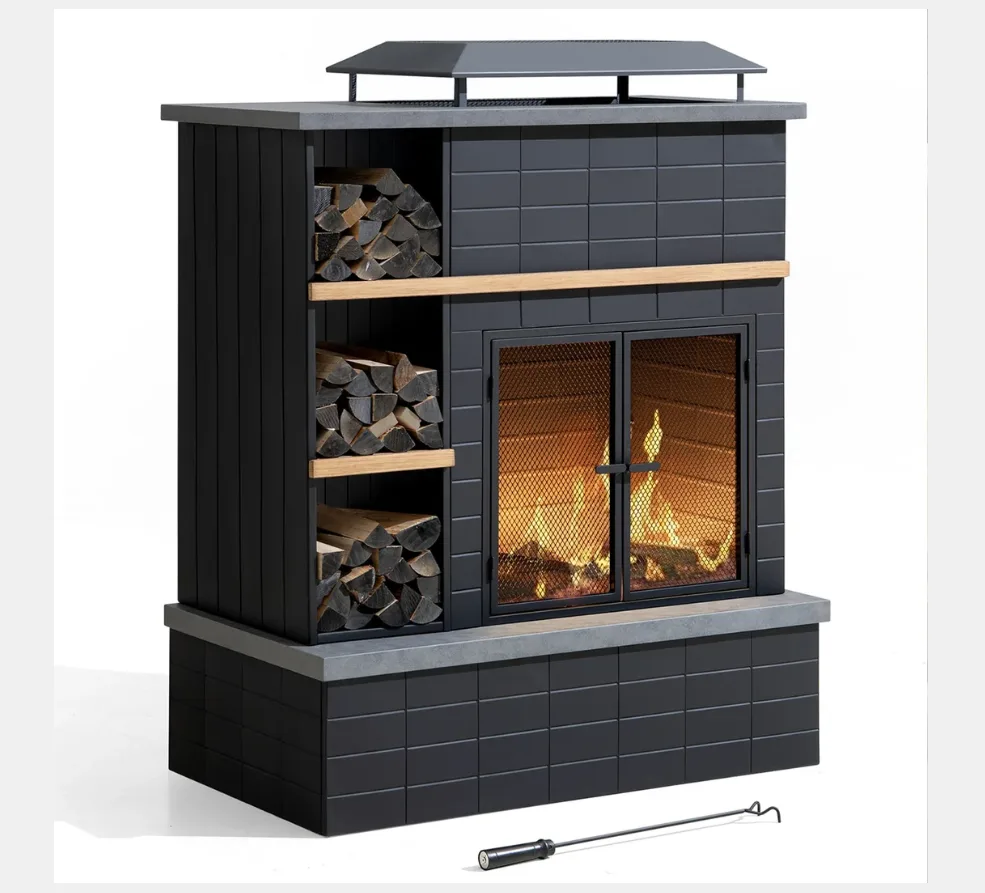 Lareira Exterior de Aço ETNA 106 × 132 cm – Preta